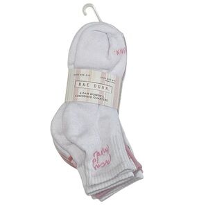Rae Dunn 6 Pair Women's Cushioned Quarter Socks White Pink
